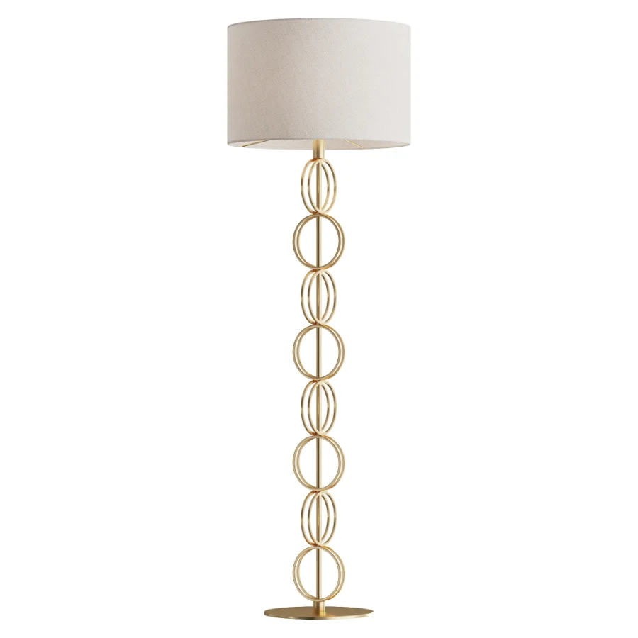 Metal Floor Lamp Linen Oat Shade - Image 2