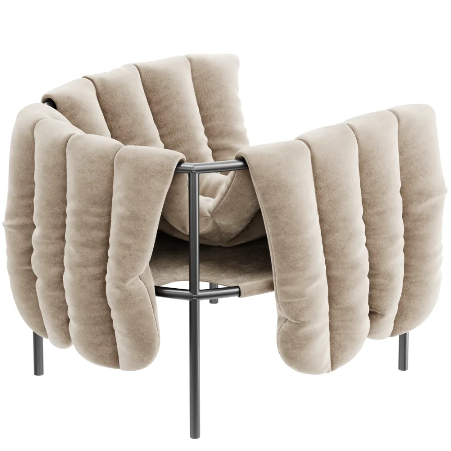 Puffy_lounge_chair_natural_black_grey_steel - Image 2