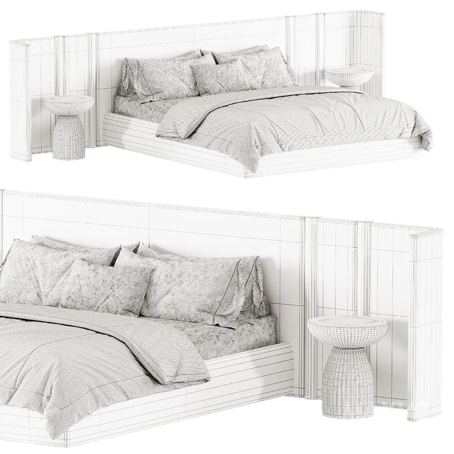 Japandi Double Bed 02 - Image 1
