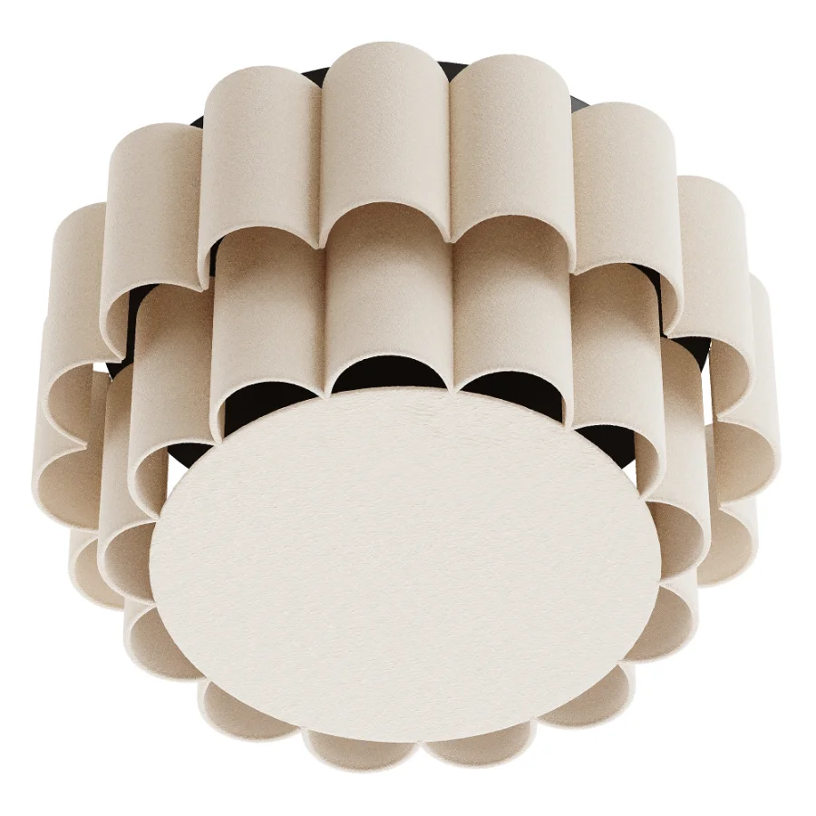 Folia scalloped natural linen flush pendant - Image 1