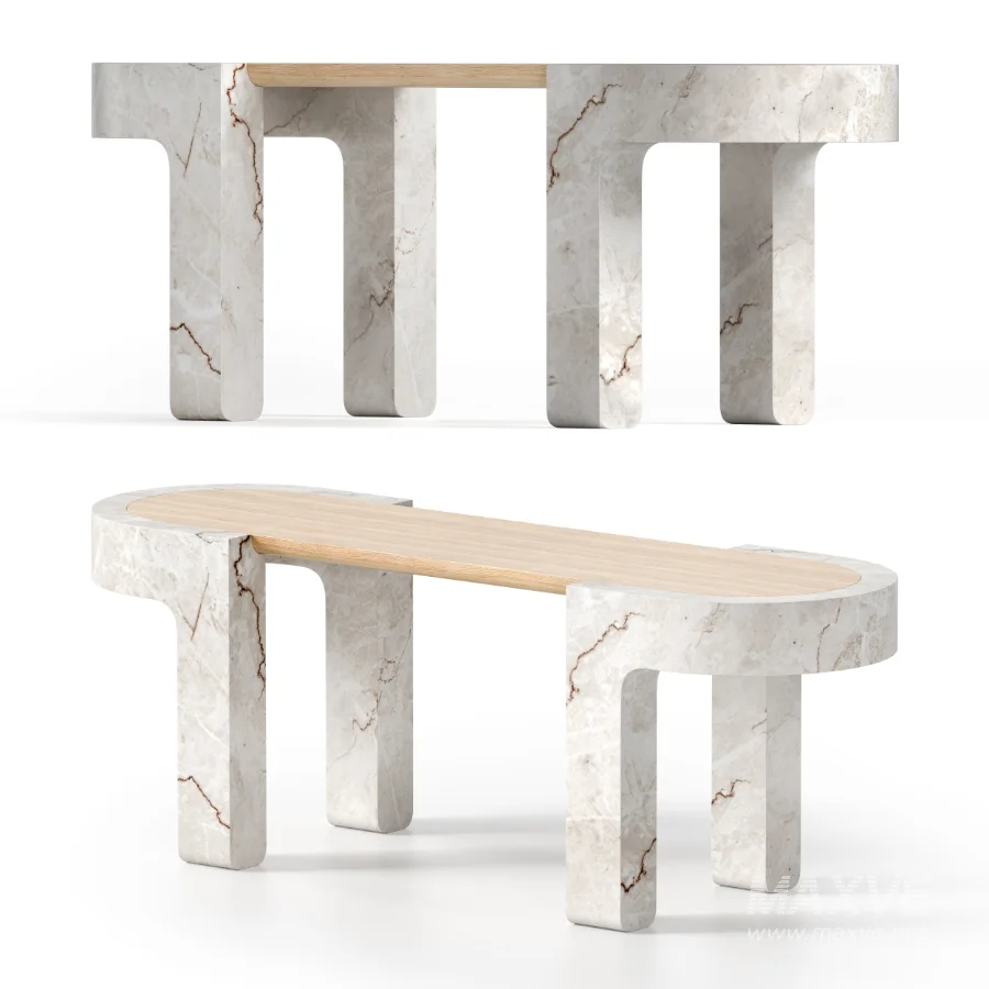 WOOD AND STONE TABLE - Image 2