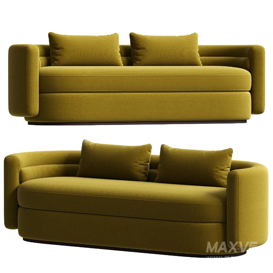 Oratino Ivory Linen 3 Seater Curved Sofa - Image 4