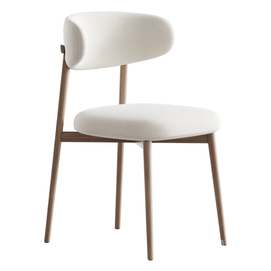 Modern Faux Leather Backrest Dining Chair with Oak Wood Legs - Image 5