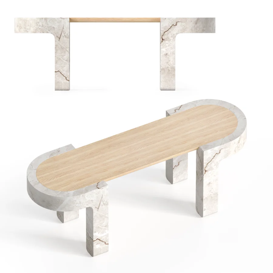 WOOD AND STONE TABLE - Image 4
