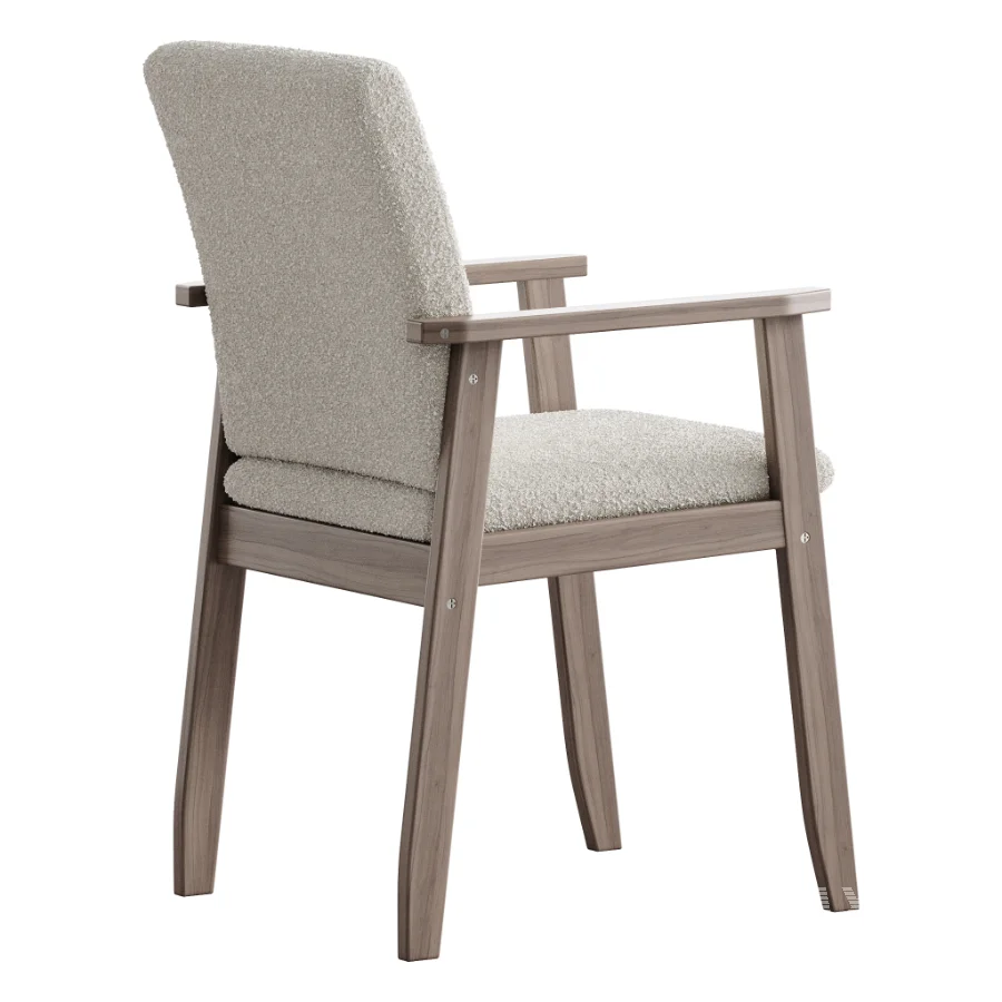 Modern Arm Chair with Upholstered Seat and Wood Arms - Image 3