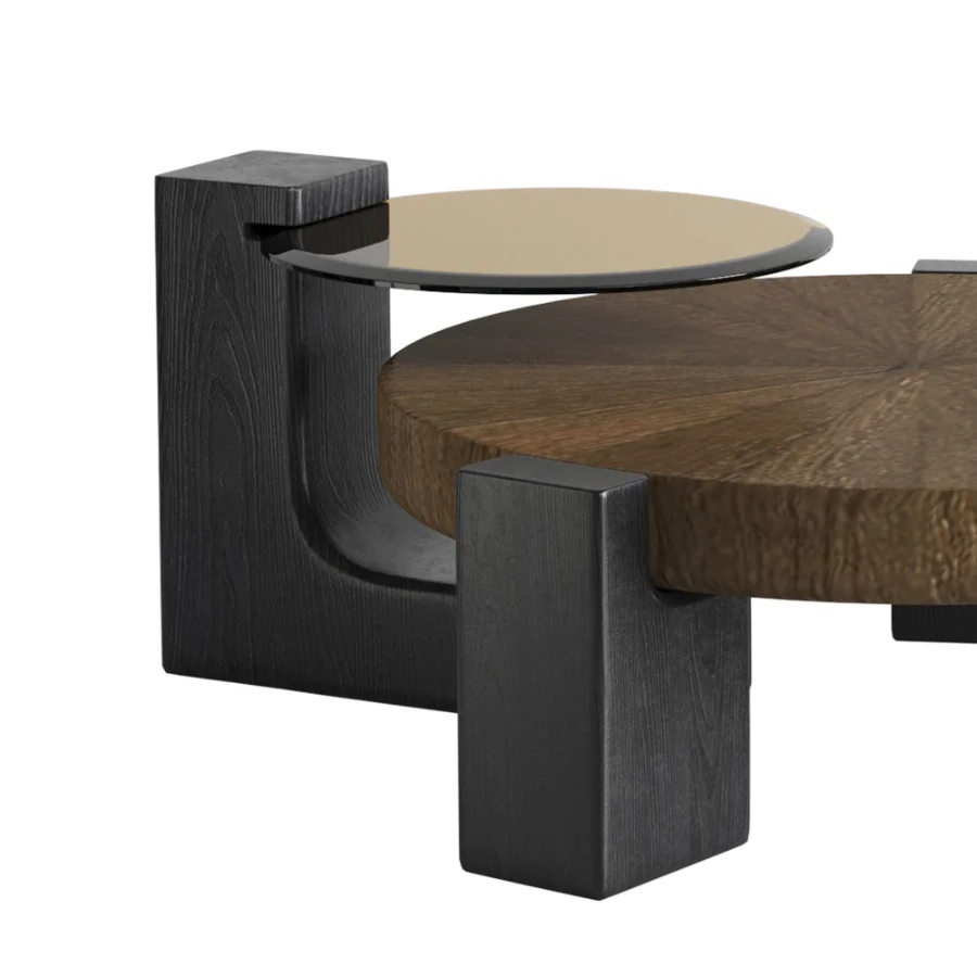 Rhuardhi Modern Round Wood Coffee Table with Accent End Table - Image 3