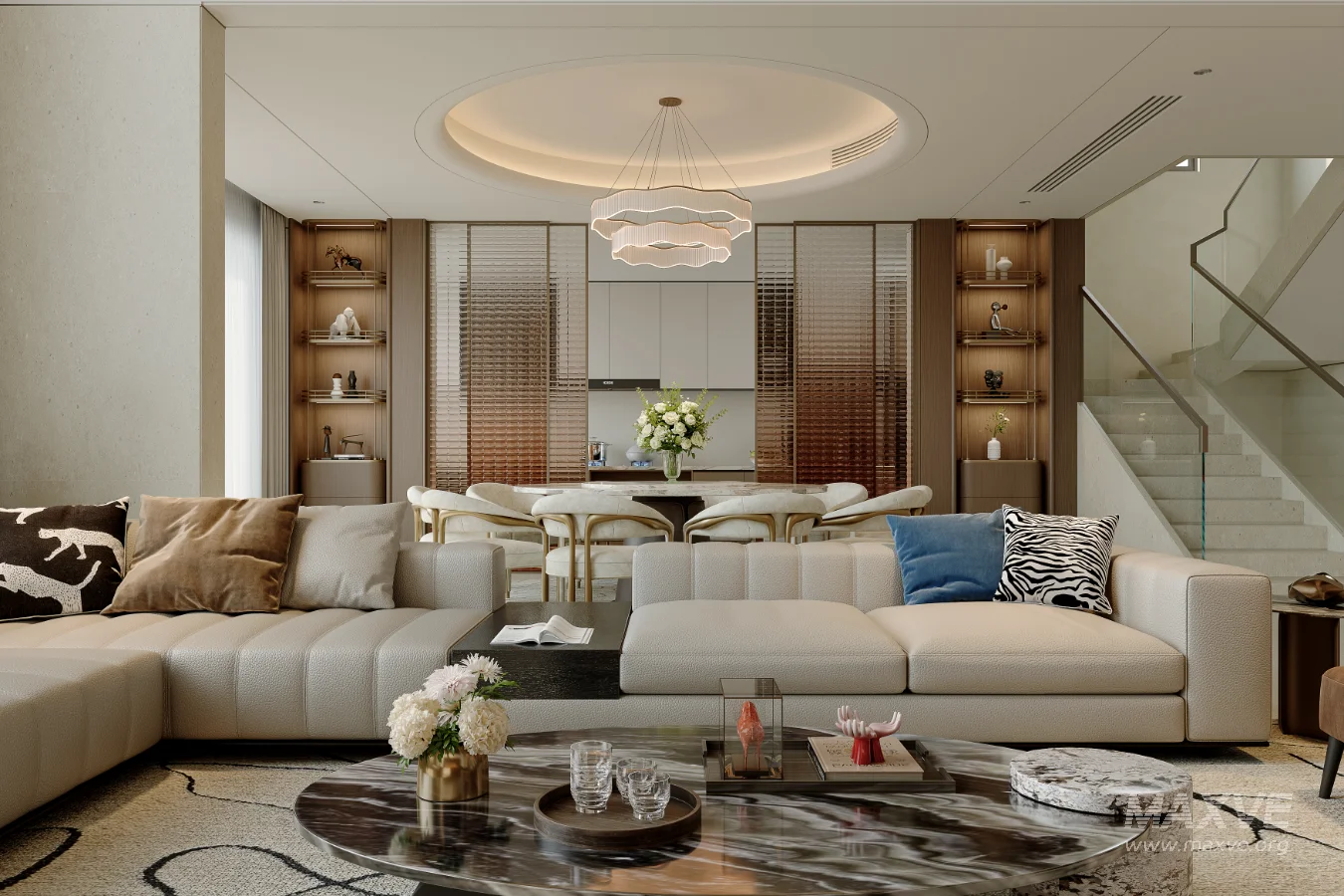 Modern villa living room and dining room interior - Image 8