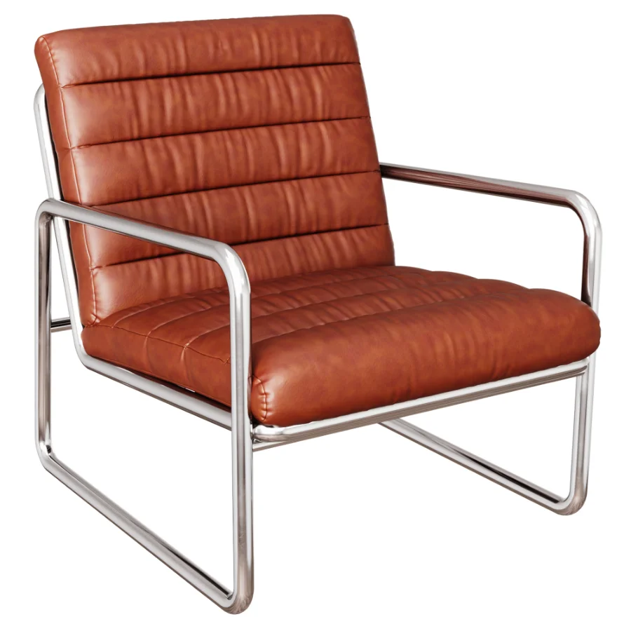 Leather And Stainless Steel Decorated Chair By Zara - Image 3