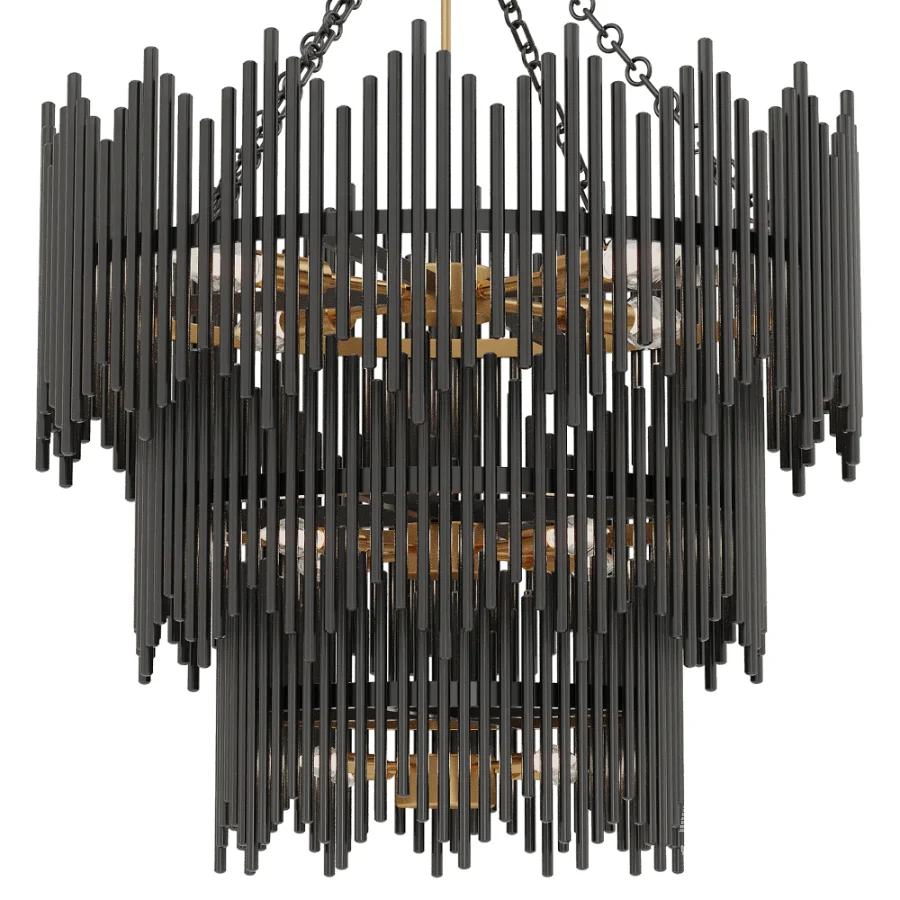 Atlas Black 3 Tier Chandelier - Image 2