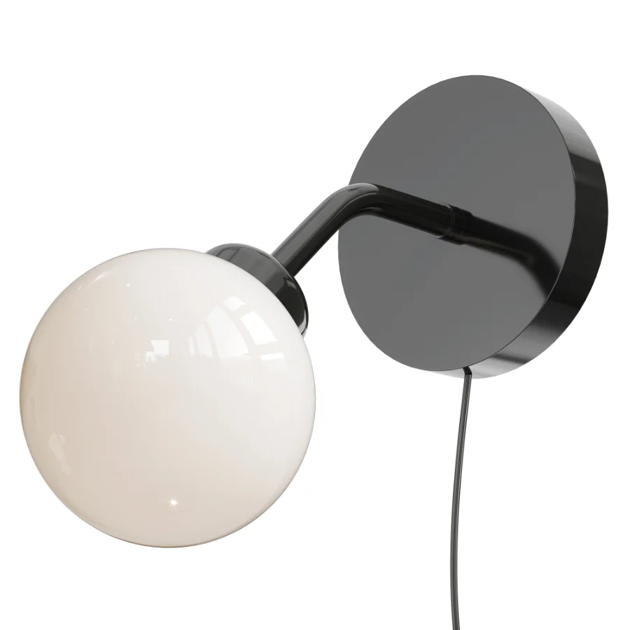 Apiales Wall Lamp Satin Black with Cord - Image 1