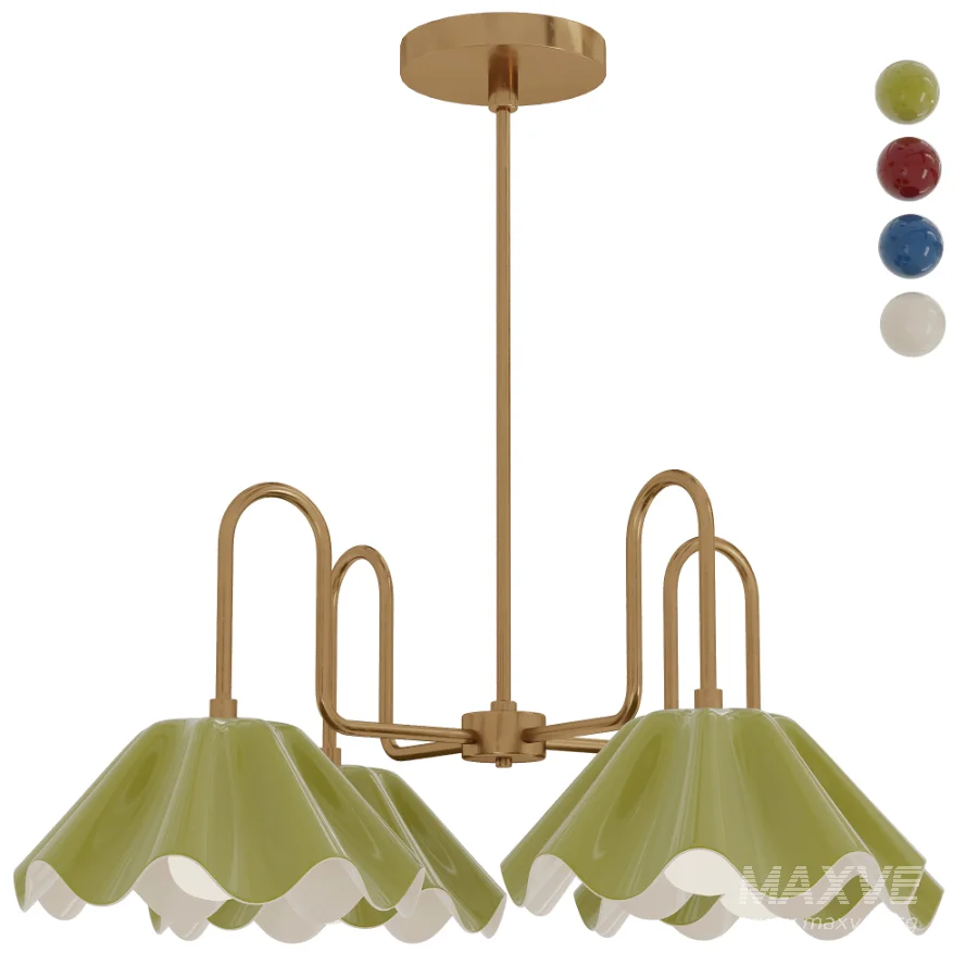 Brass Ruffled Flower Chandelier - Image 1