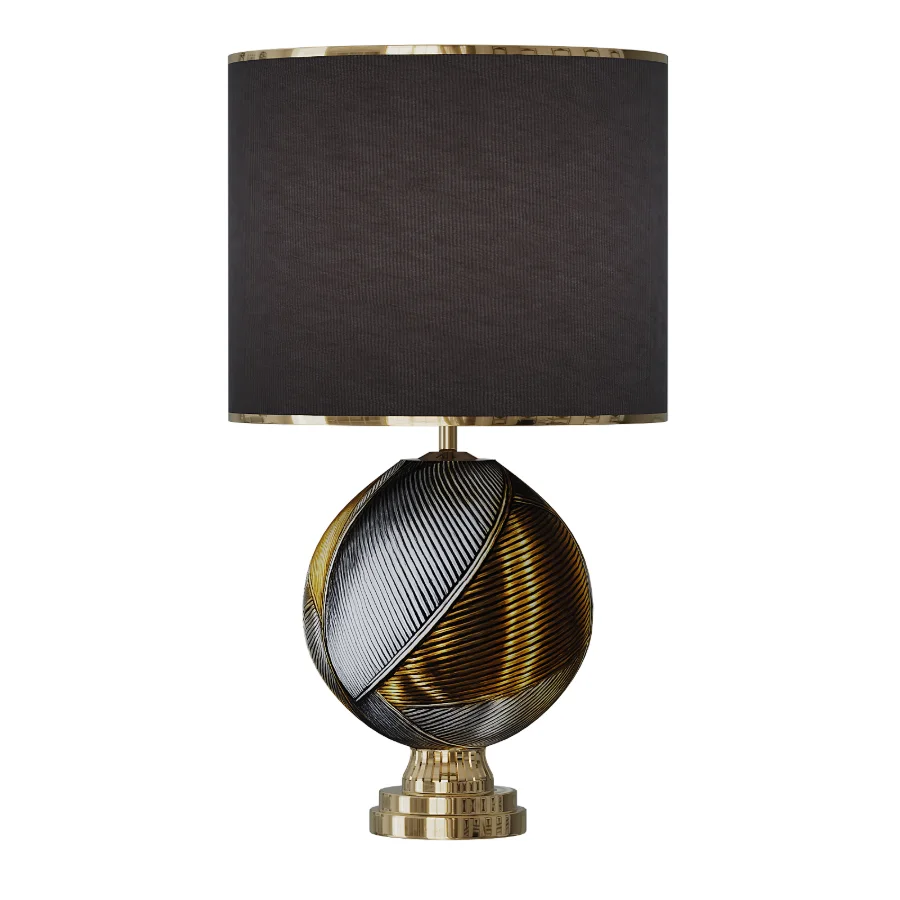 Mercurio Large Round Amber Gray Crystal Table Lamp - Image 4