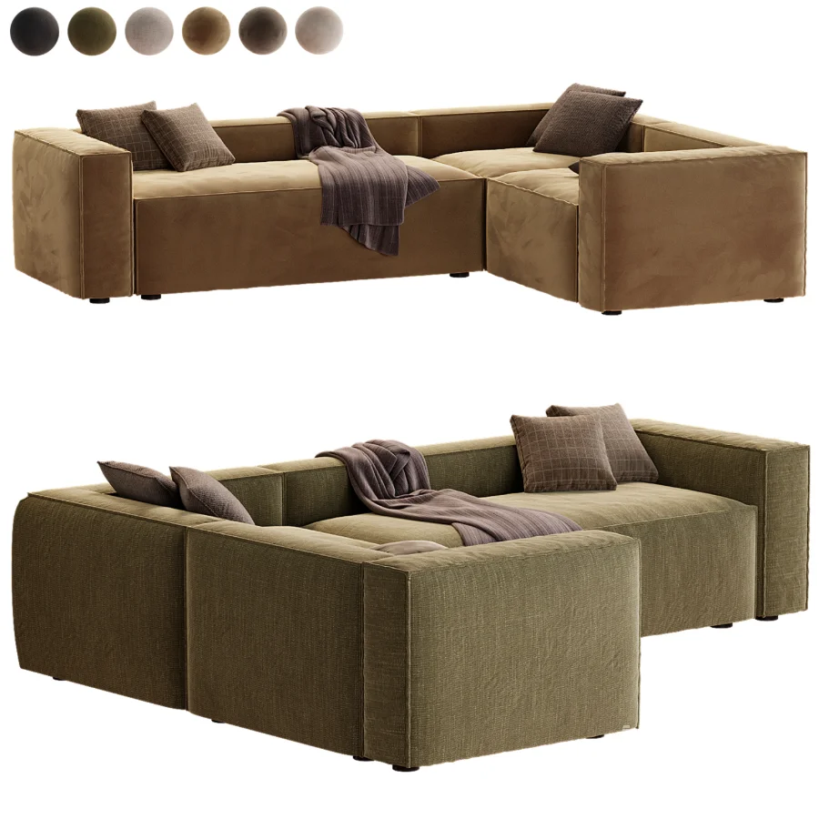 sofa rinconero blok 4 plazas pana verde - Image 4