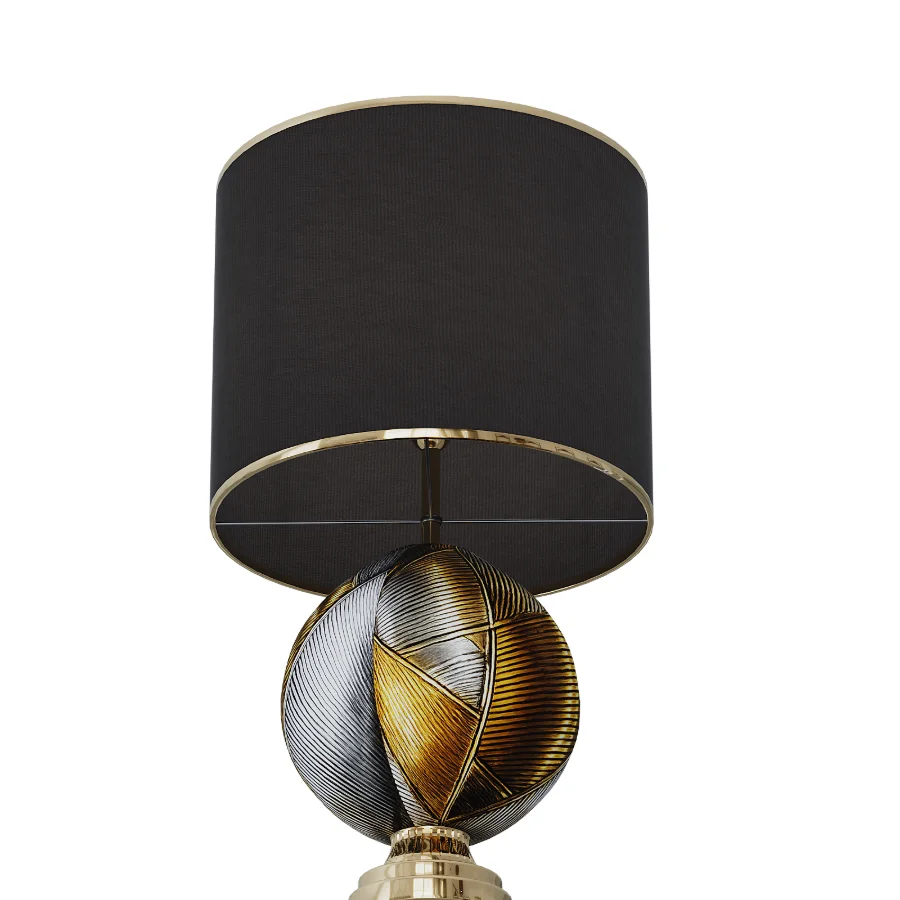 Mercurio Large Round Amber Gray Crystal Table Lamp - Image 2