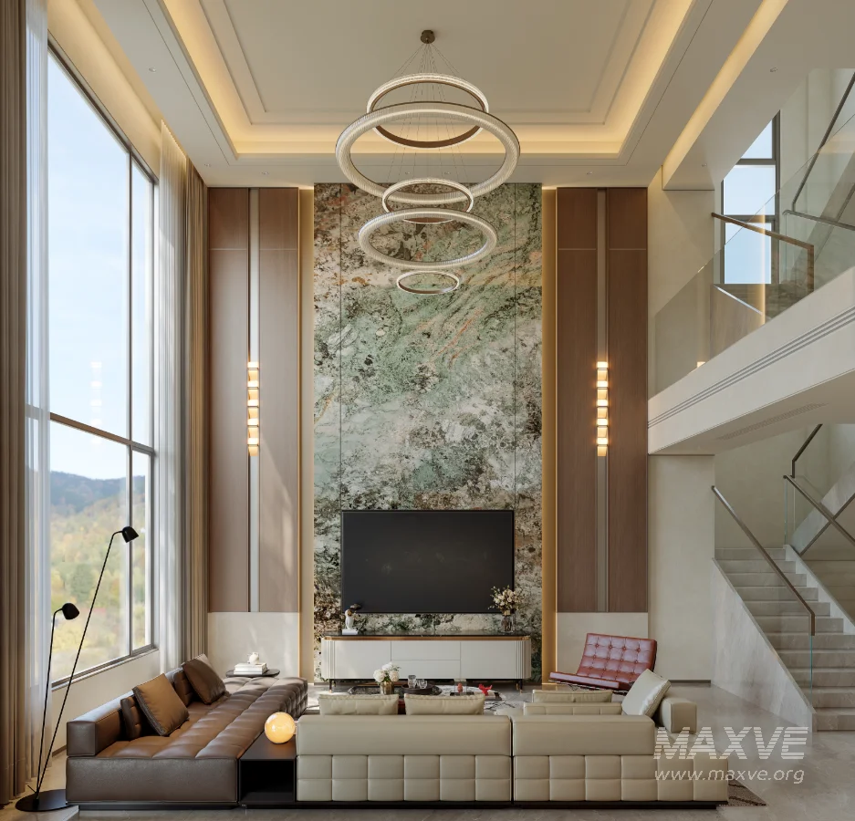 Modern villa living room and dining room interior - Image 2