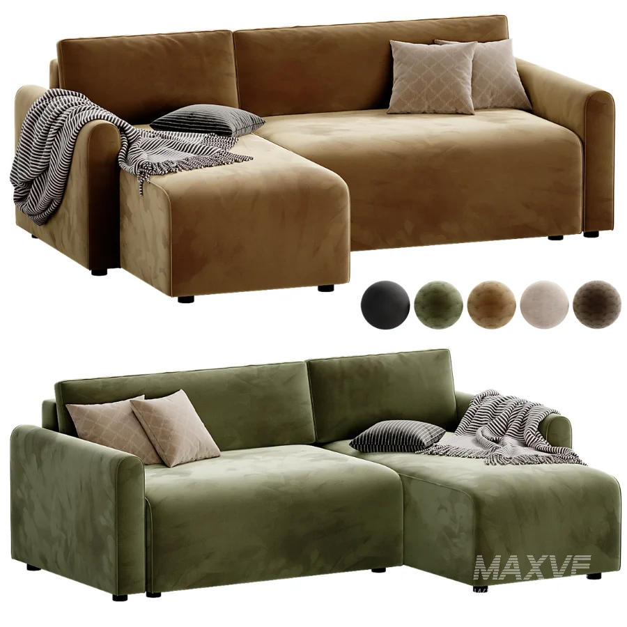 Canape d angle reversible convertible 3 places tissu avec coffre BERLIN - Image 1