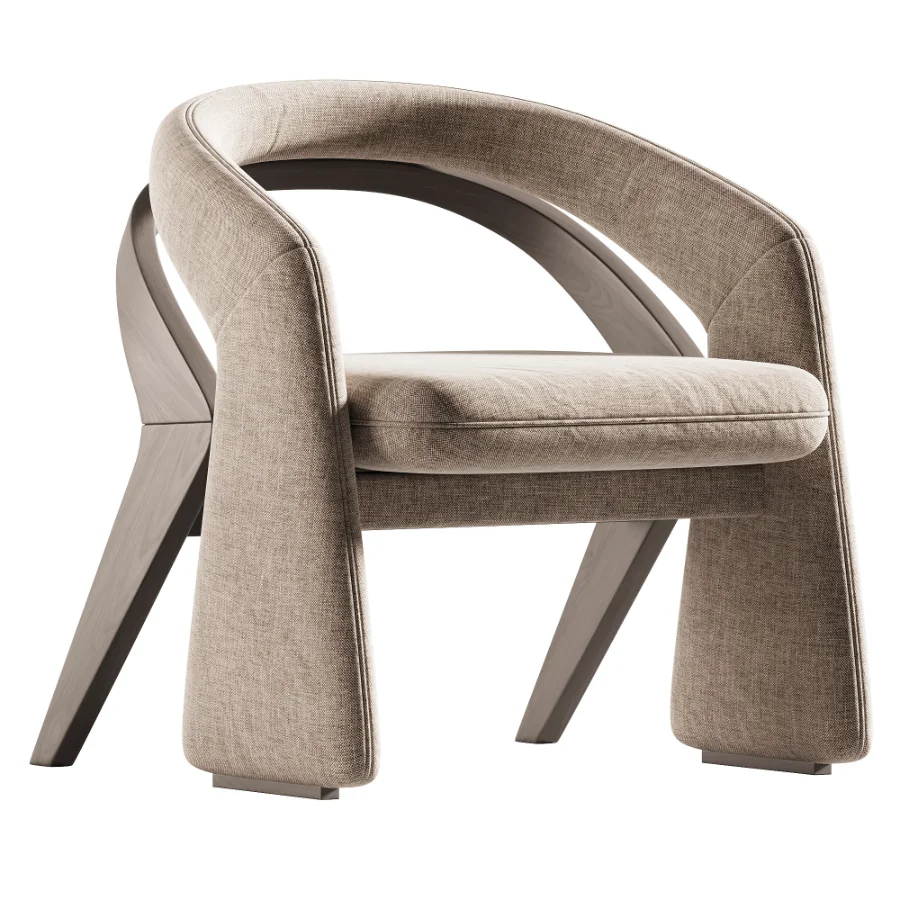 Dining Chair in Black Wood Finish and Gray Fabric - Image 3