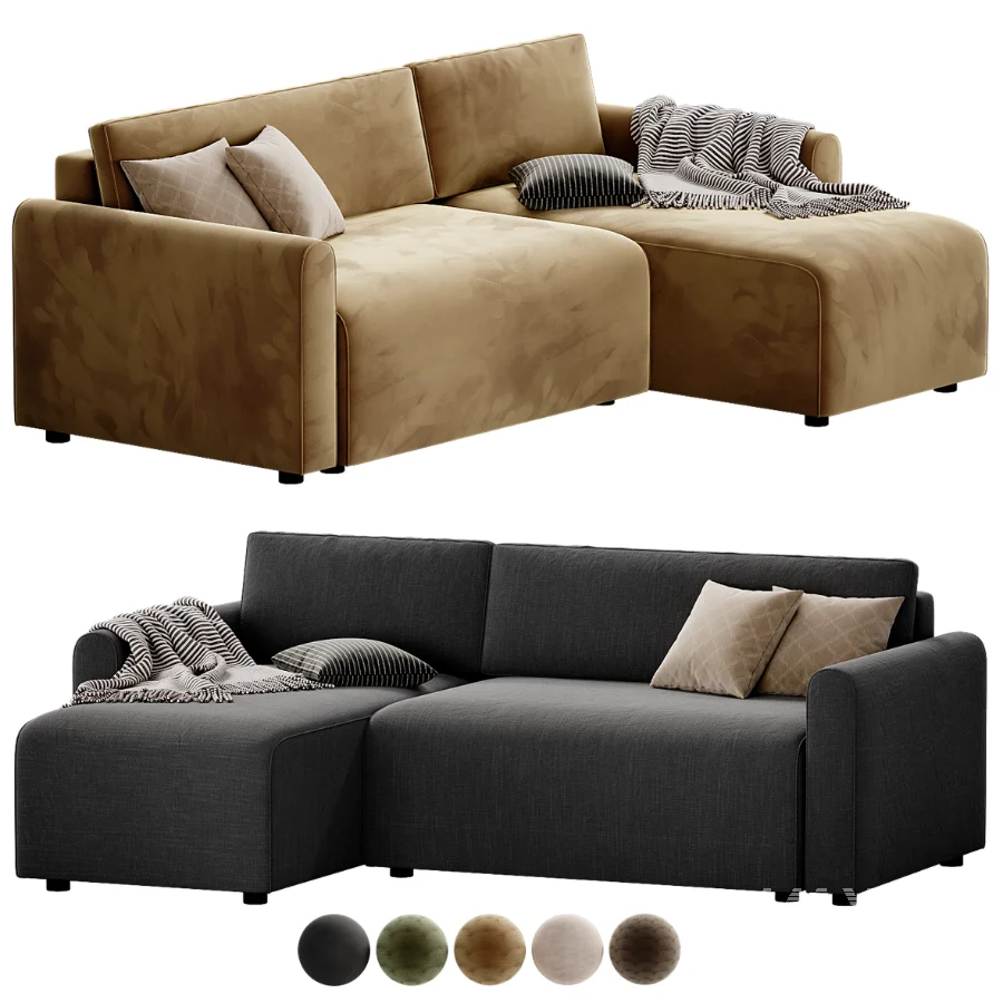 Canape d angle reversible convertible 3 places tissu avec coffre BERLIN - Image 2
