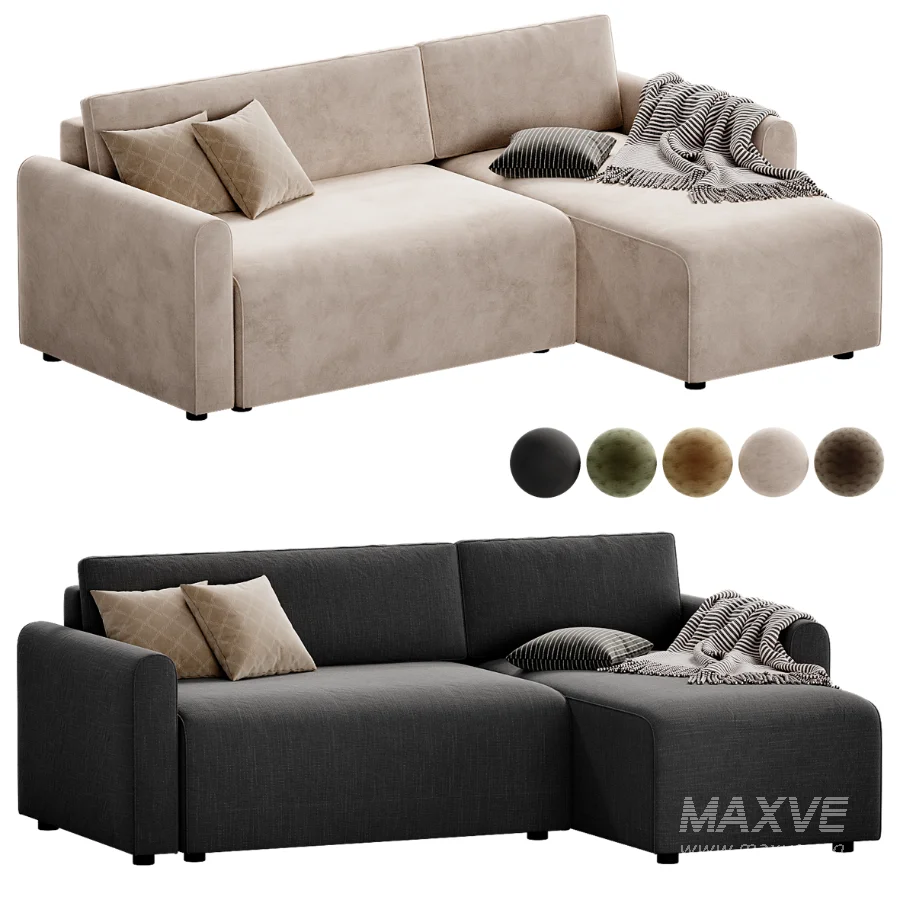 Canape d angle reversible convertible 3 places tissu avec coffre BERLIN - Image 4