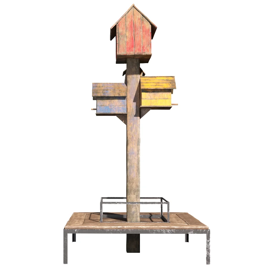 Wood Birdhouse Tree with Bench - Image 4