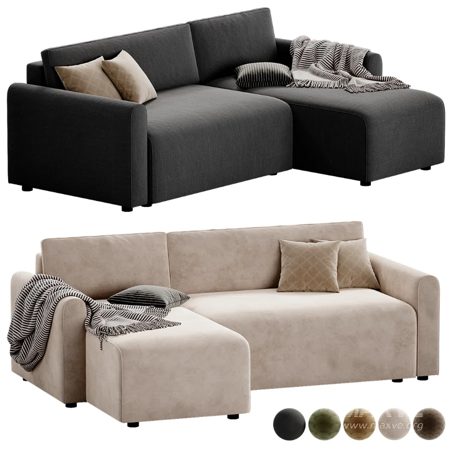 Canape d angle reversible convertible 3 places tissu avec coffre BERLIN - Image 5