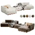 Canape d angle gauche ouvert avec repose pieds en texture viscose et lin - Thumbnail 2