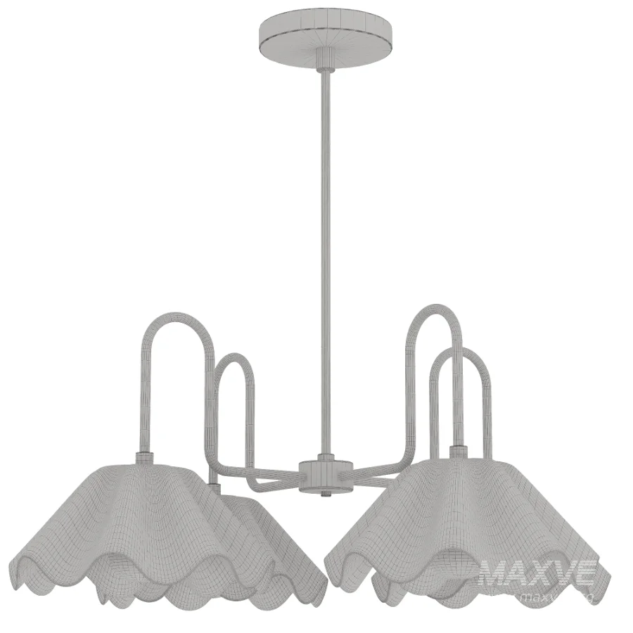 Brass Ruffled Flower Chandelier - Image 4