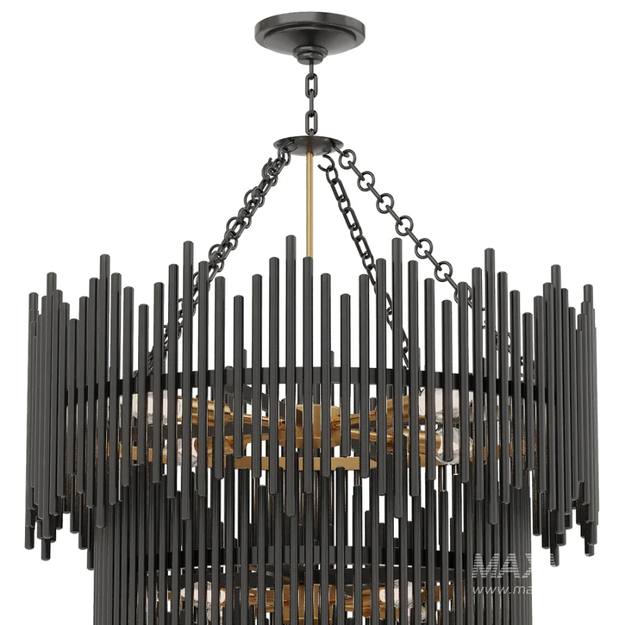 Atlas Black 3 Tier Chandelier - Image 4