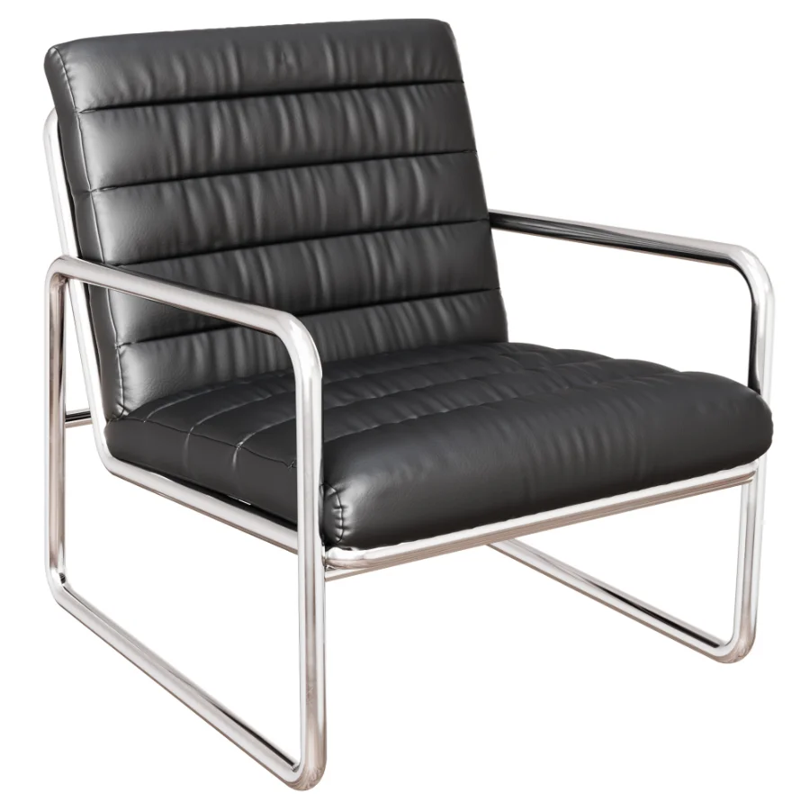 Leather And Stainless Steel Decorated Chair By Zara - Image 1