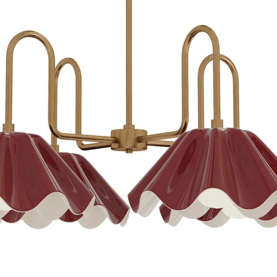 Brass Ruffled Flower Chandelier - Image 3