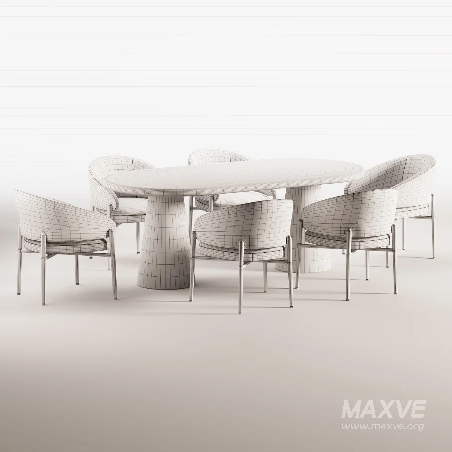 Linda and Oval Travertine Dining Table - Image 4