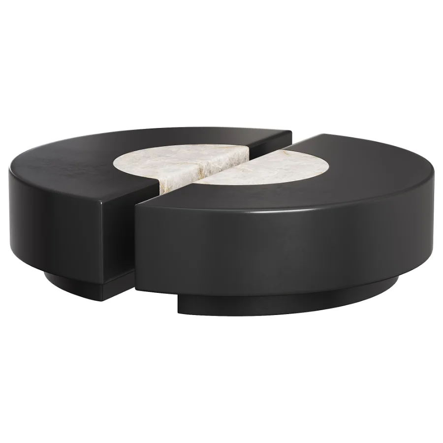 Baci Round Travertine and Shell Onyx Coffee Table By Marbera - Image 1