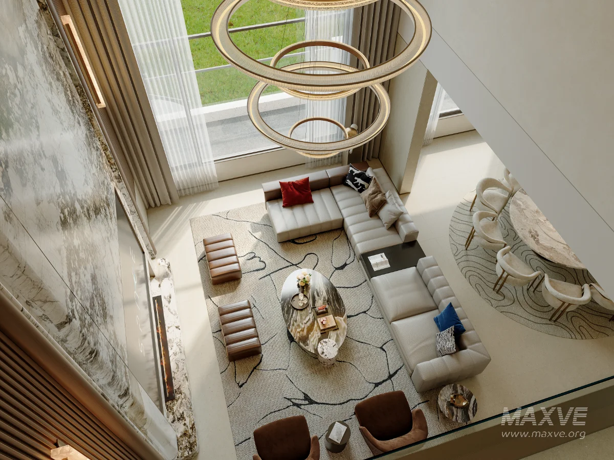 Modern villa living room and dining room interior - Image 7