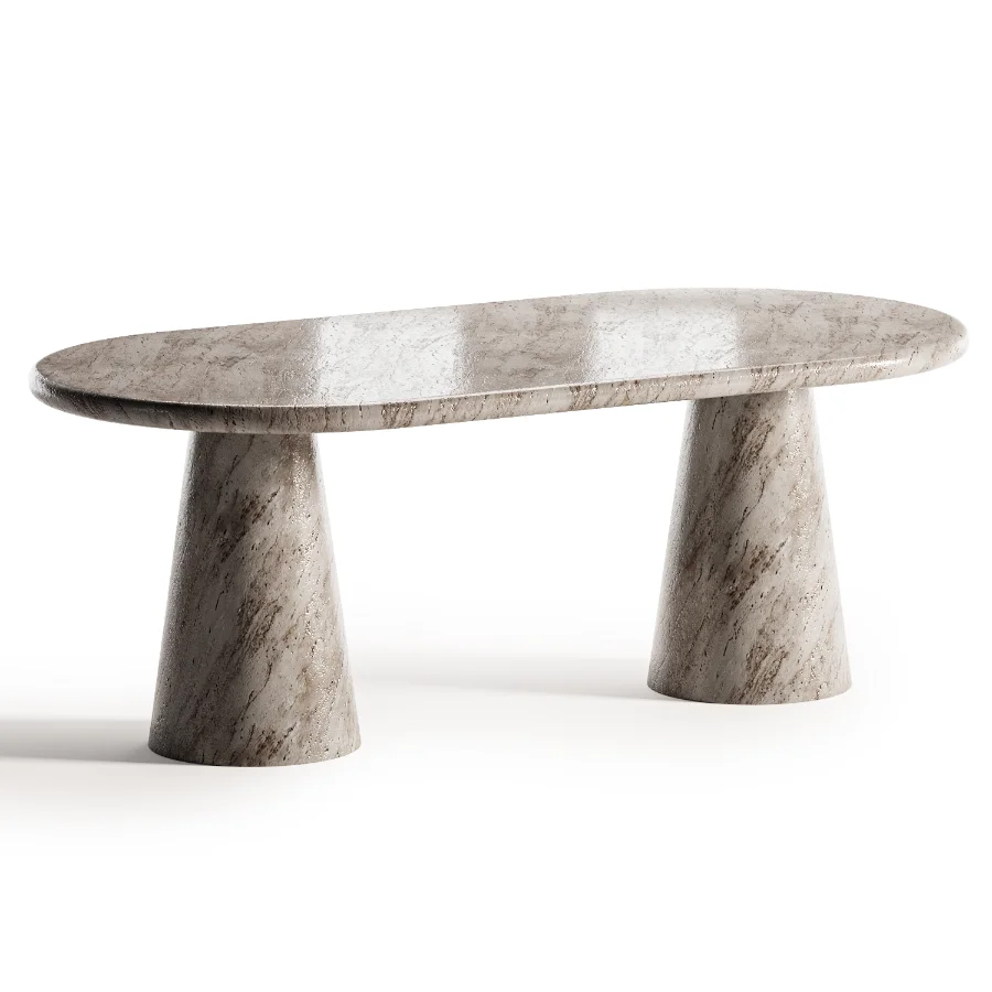 Linda and Oval Travertine Dining Table - Image 2