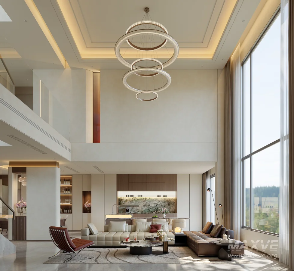 Modern villa living room and dining room interior - Image 3