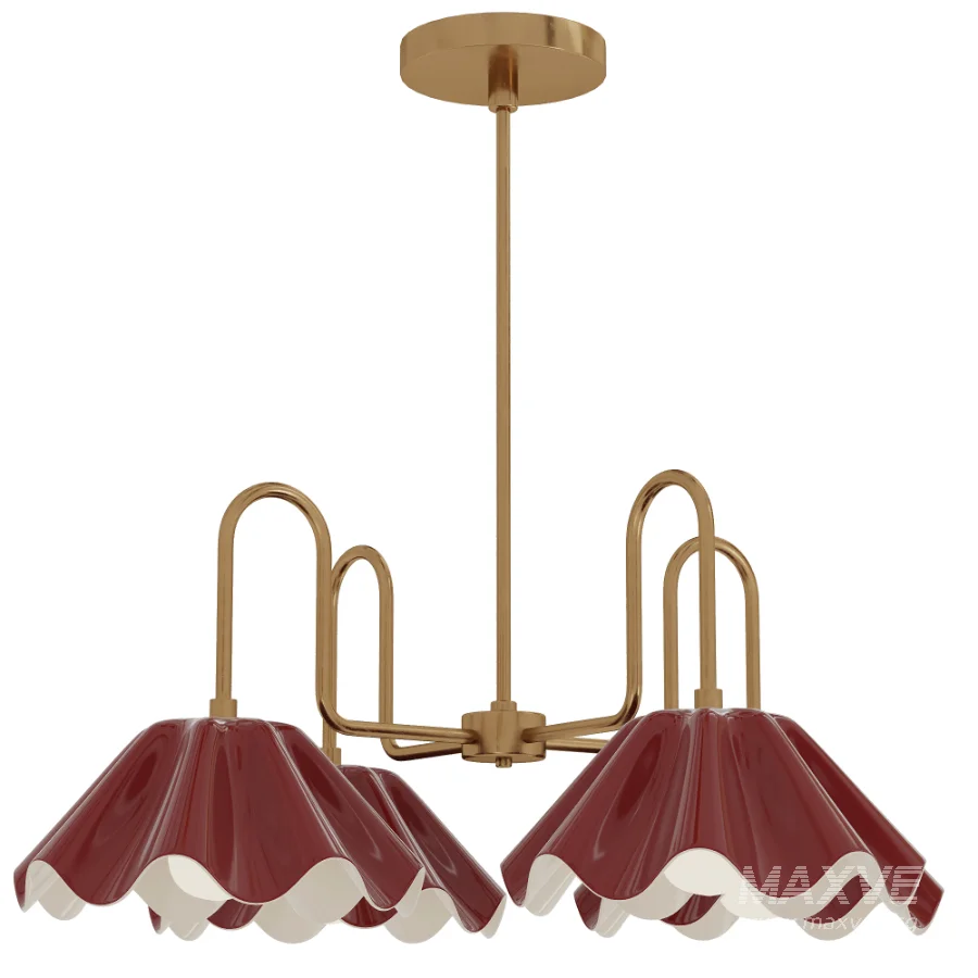 Brass Ruffled Flower Chandelier - Image 6