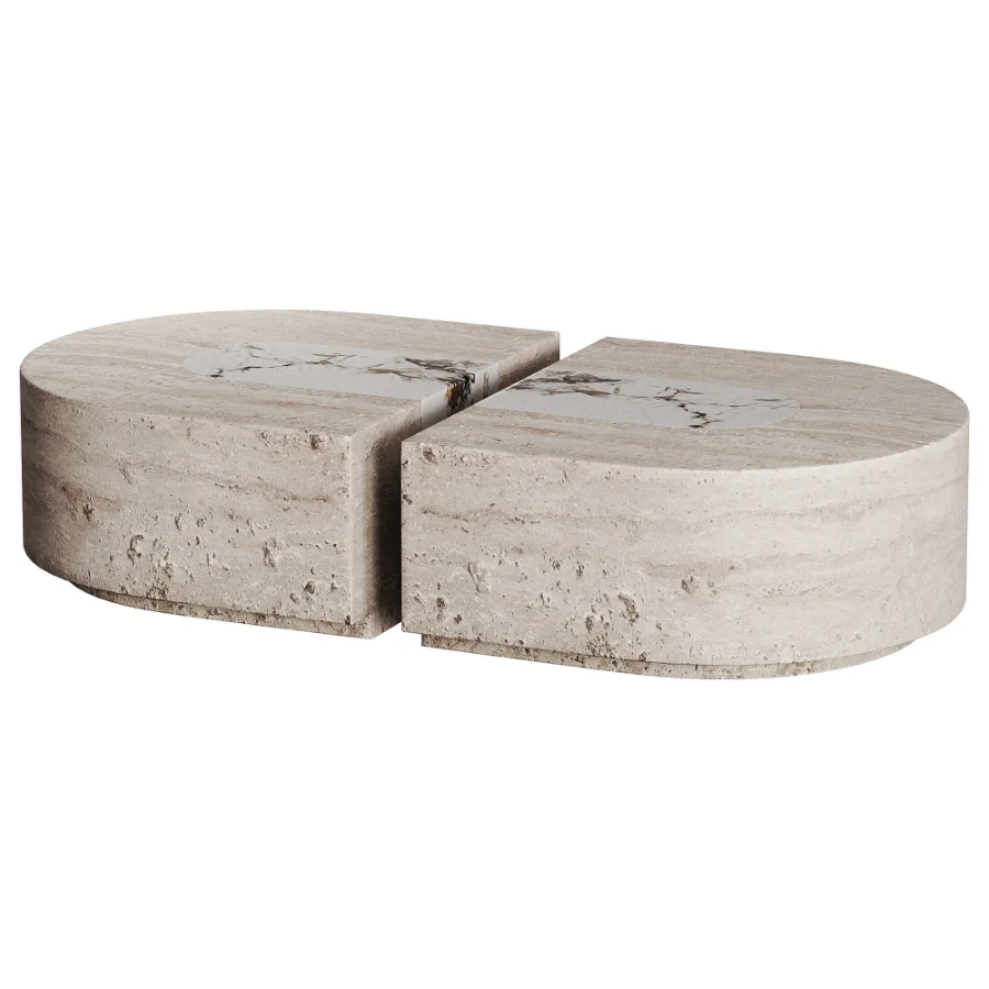 Baci Capsule Travertine And Sixties Onyx Coffee Table By Marbera - Image 3