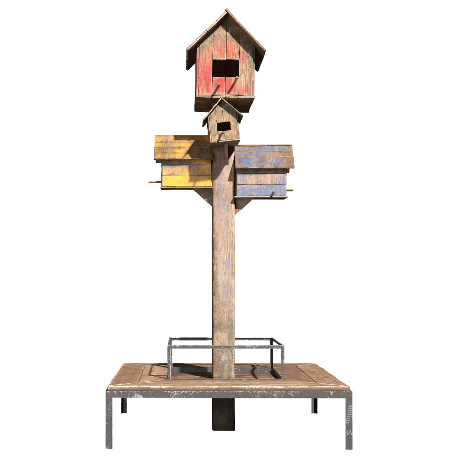 Wood Birdhouse Tree with Bench - Image 3