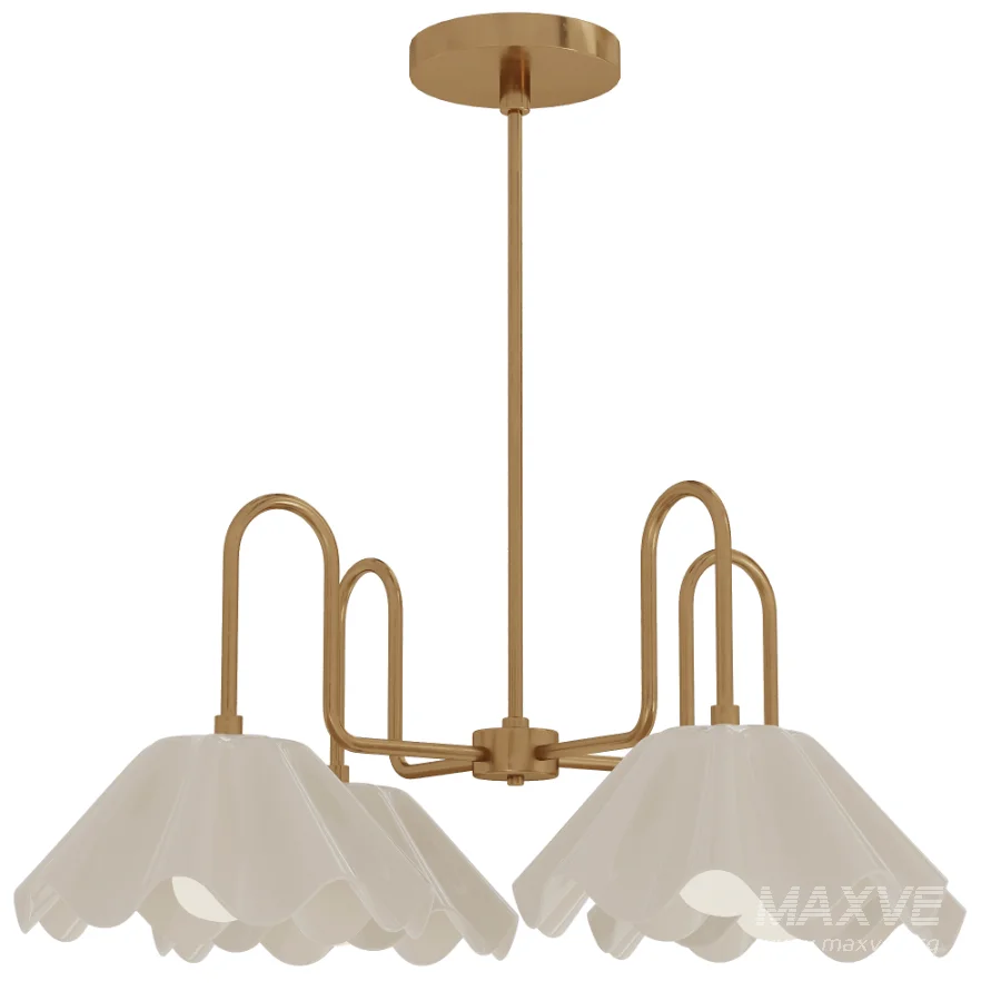 Brass Ruffled Flower Chandelier - Image 5