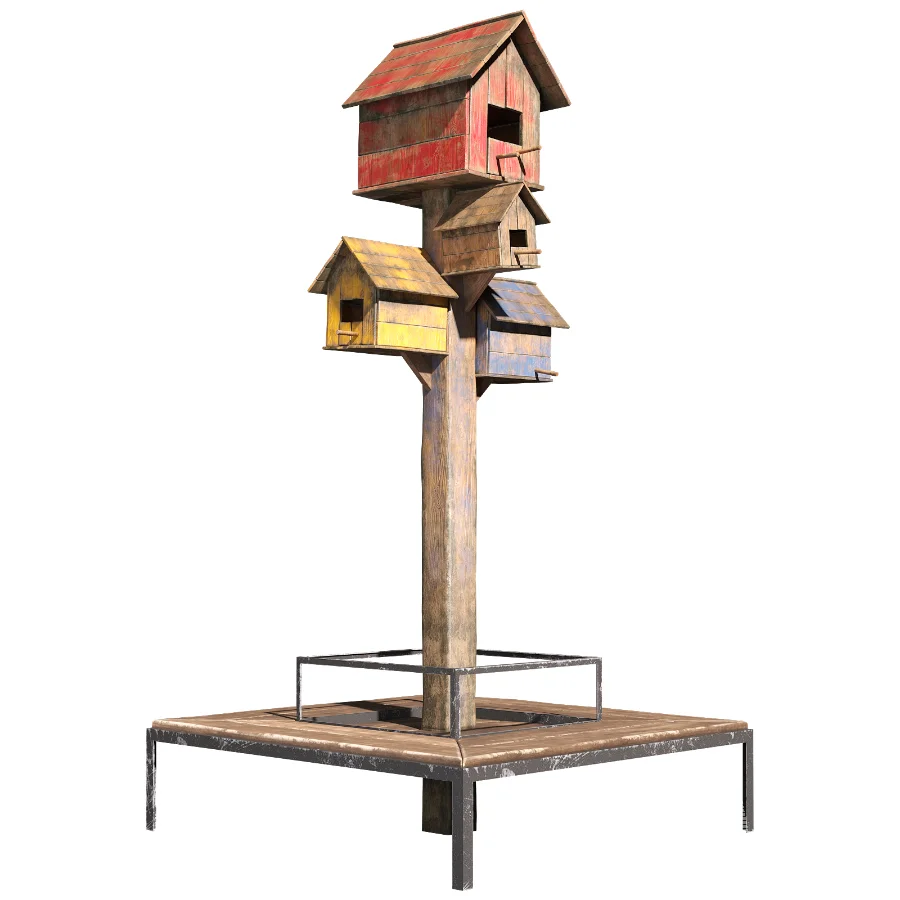 Wood Birdhouse Tree with Bench - Image 2