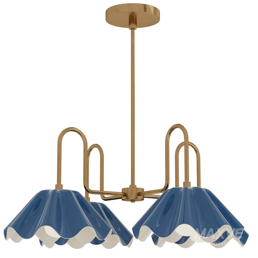 Brass Ruffled Flower Chandelier - Image 2