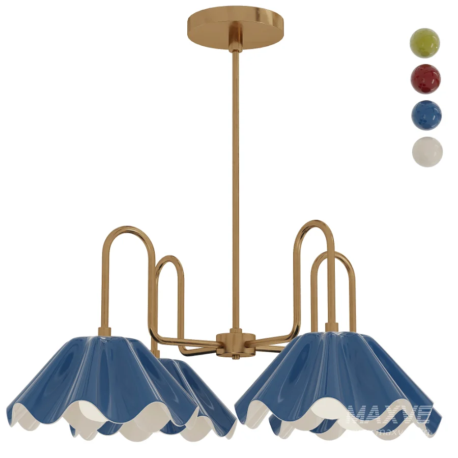 Brass Ruffled Flower Chandelier - Image 8