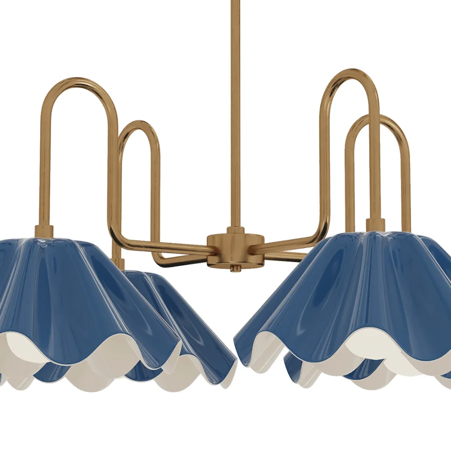 Brass Ruffled Flower Chandelier - Image 7