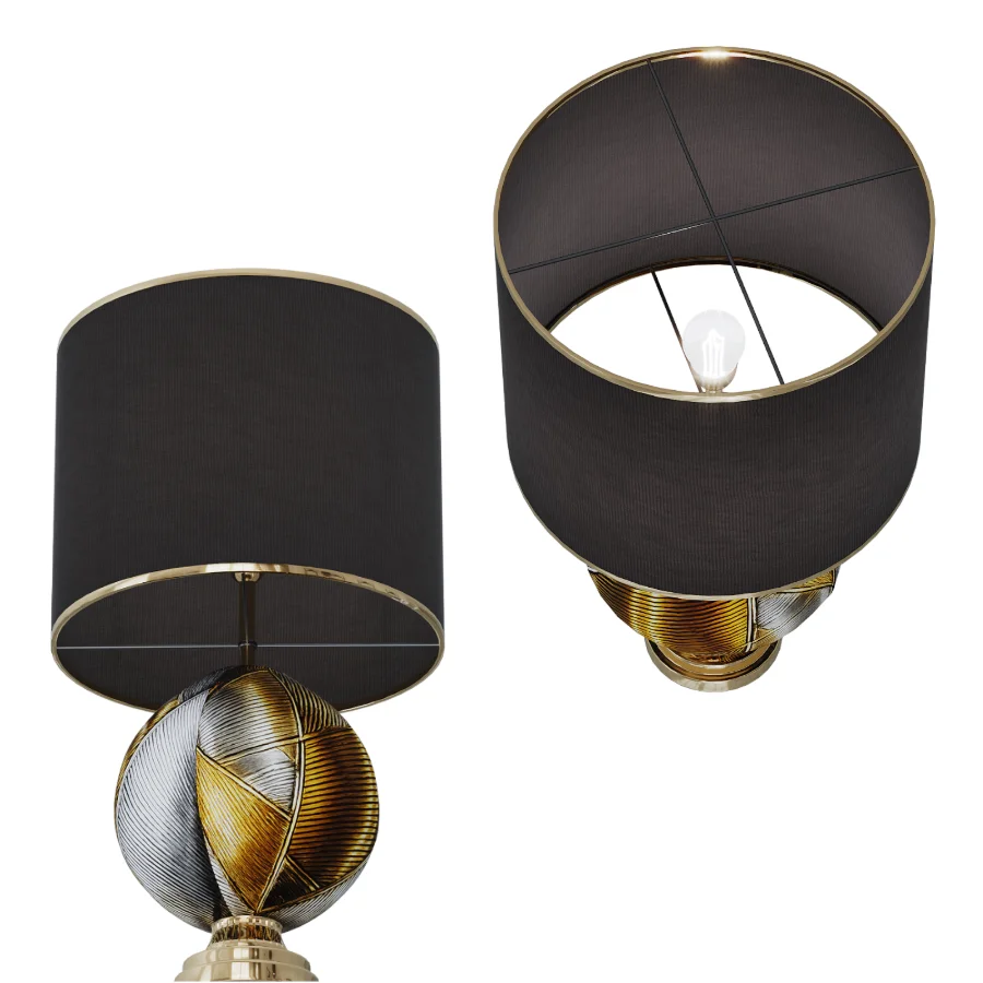 Mercurio Large Round Amber Gray Crystal Table Lamp - Image 5
