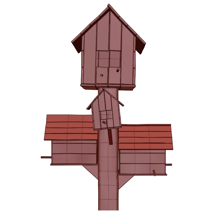 Wood Birdhouse Tree with Bench - Image 6
