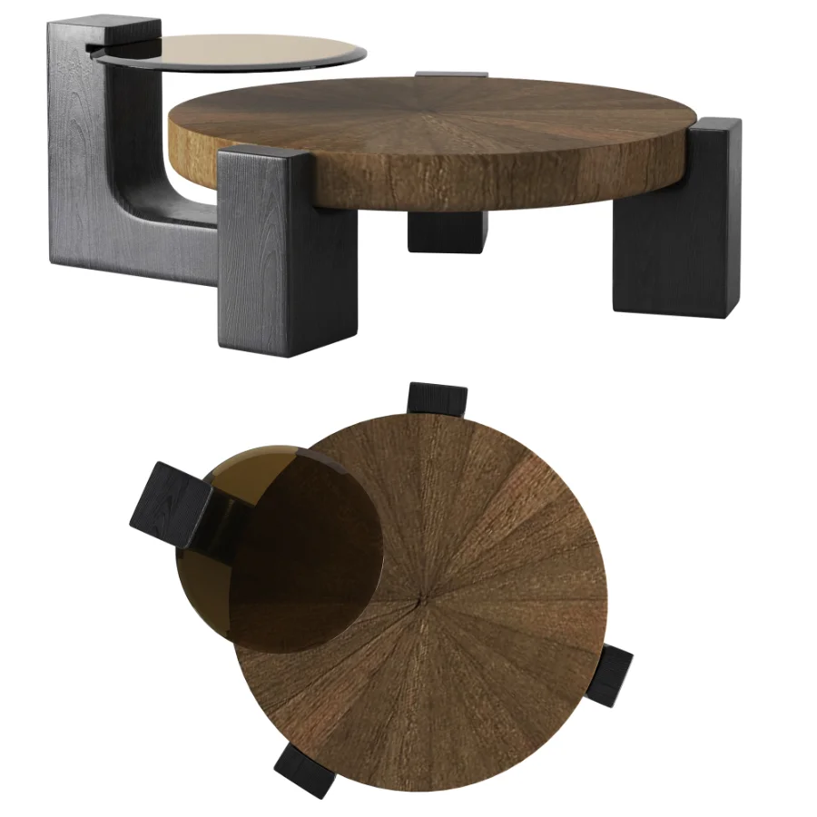 Rhuardhi Modern Round Wood Coffee Table with Accent End Table - Image 5