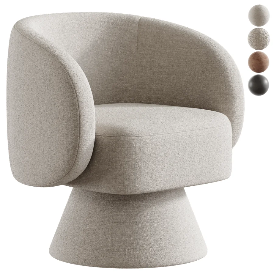 Modern Upholstered Swivel Barrel Chair - Image 1
