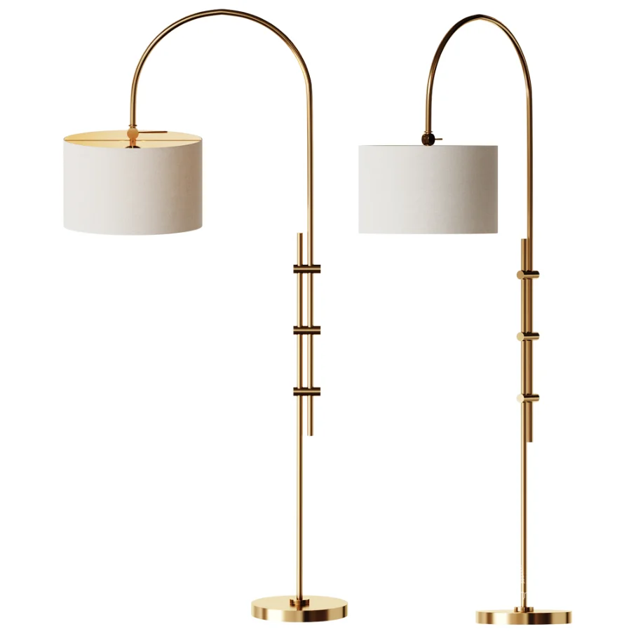 Arc Floor Lamp with Linen Shade - Image 2
