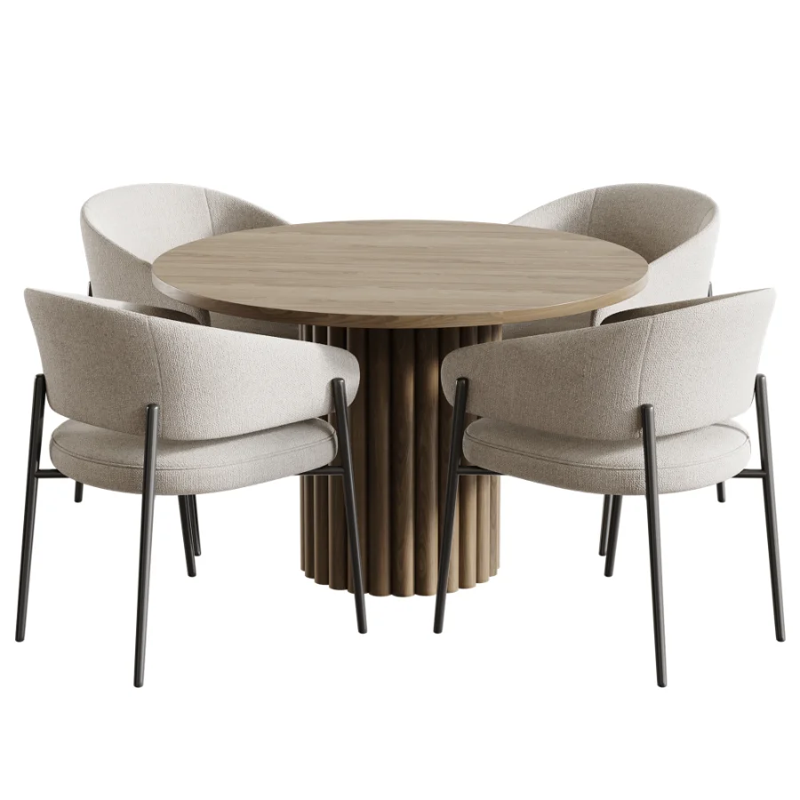 Linda chair And Mayeerty 46 Modern Wooden Round Dining Table - Image 4