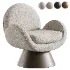 Swivel Armchair With Solid Wood Base - Thumbnail 1